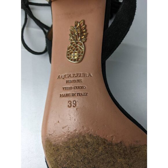 Aquazzura Black Jewel Embellished Cleopatra Block Heel Sandals size 39 EU 9 US M - Picture 9 of 13